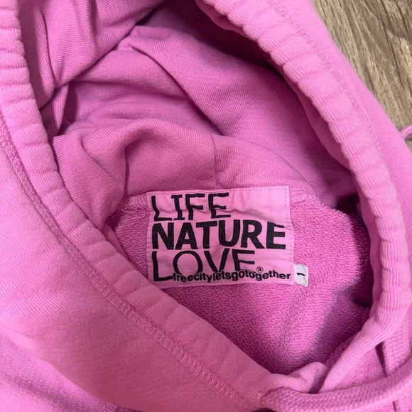 FREE CITY Pink COTTON HOODIE size 1 - small - Picture 3 of 9